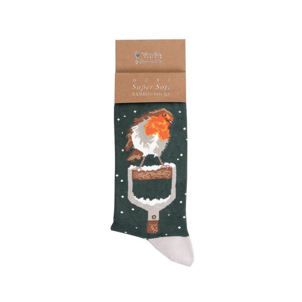 Wrendale Designs A Little Red Robin Mens Christmas Socks