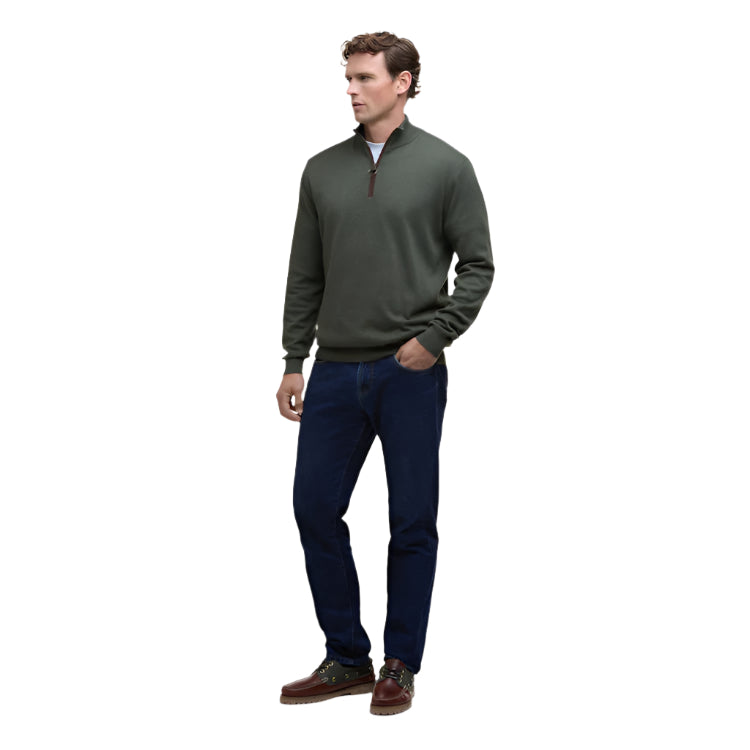 Barbour Bayfield Knitted Half Zip Jumper - Mid Olive