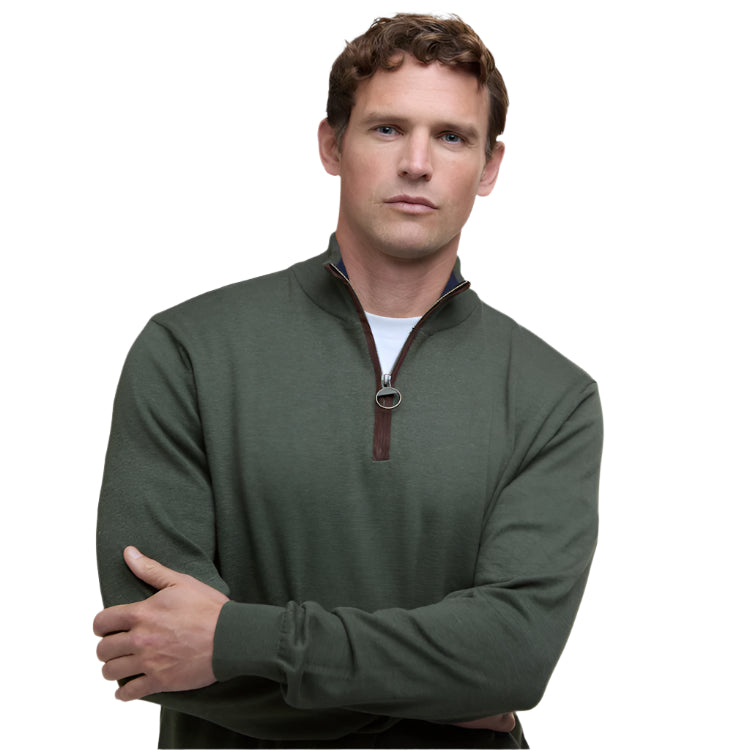 Barbour Bayfield Knitted Half Zip Jumper - Mid Olive