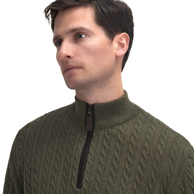 Barbour Ramsden Half Zip Knitted Jumper - Ivy Green