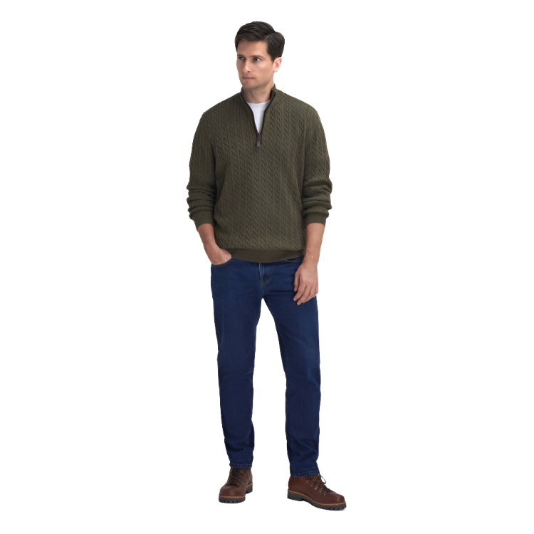 Barbour Ramsden Half Zip Knitted Jumper - Ivy Green