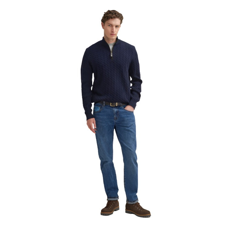 Barbour Ramsden Half Zip Knitted Jumper - Navy