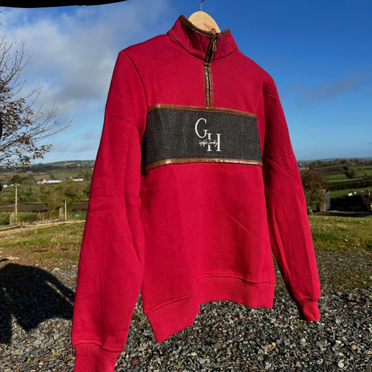 Gunner and Hound Unisex Tweed 1/4 Zip Sweater - Cranberry