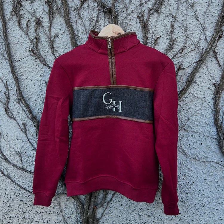 Gunner and Hound Unisex Tweed 1/4 Zip Sweater - Cranberry