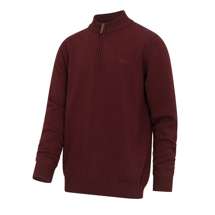 Hoggs of Fife Falkirk 1/4 Zip Pullover - Berry Red