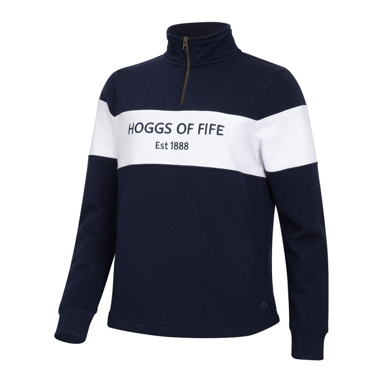 Hoggs of Fife Ladies Dumfries 1888 1/4 Zip Sweatshirt - Navy/White