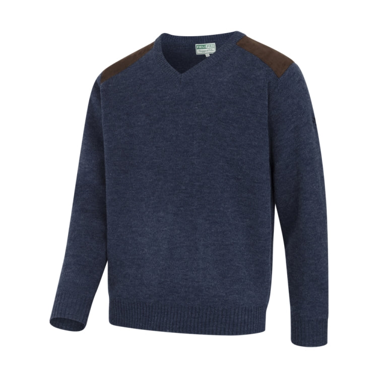 Hoggs Of Fife Melrose II V-Neck Pullover - Storm Blue Marl