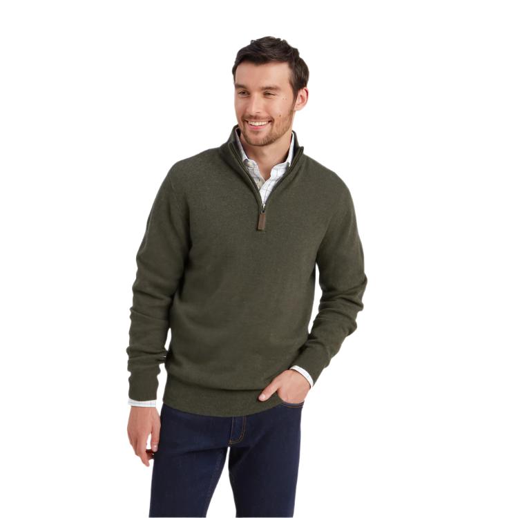 Schoffel Calton Cotton Cashmere 1/4 Zip Jumper - Loden Green