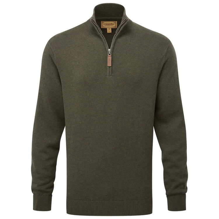 Schoffel Calton Cotton Cashmere 1/4 Zip Jumper - Loden Green