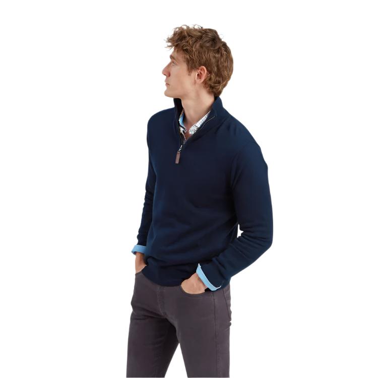 Schoffel Calton Cotton Cashmere 1/4 Zip Jumper - Navy