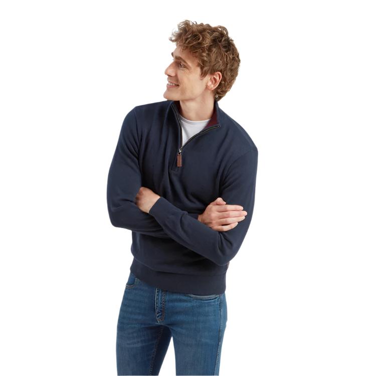 Schoffel Calton Cotton Cashmere 1/4 Zip Jumper - Petrol Blue