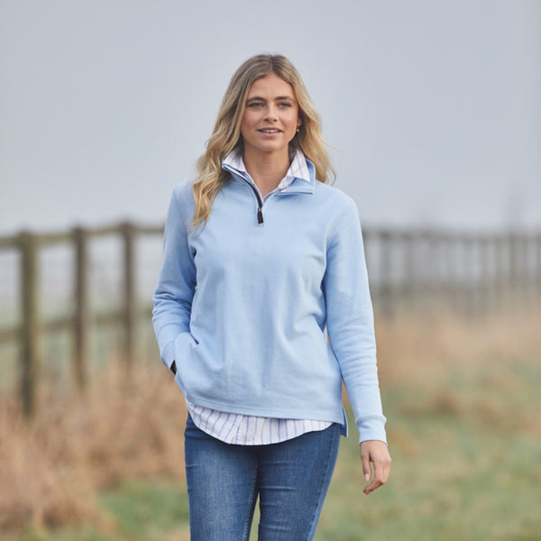 Schoffel Ladies Appletree Bay Sweater 1/4 Zip - Sky Blue