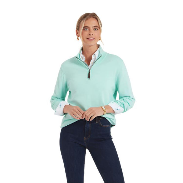 Schoffel Ladies Polperro Pima Cotton 1/4 Zip Sweater - Pale Mint