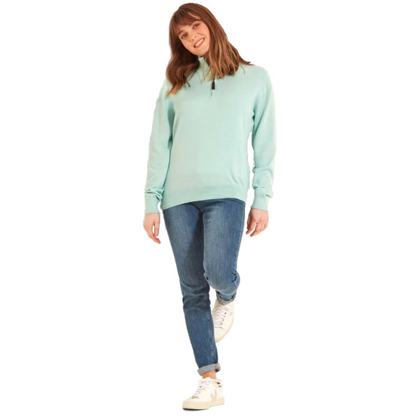 Schoffel Ladies Polperro Pima Cotton 1/4 Zip Sweater - Pale Mint