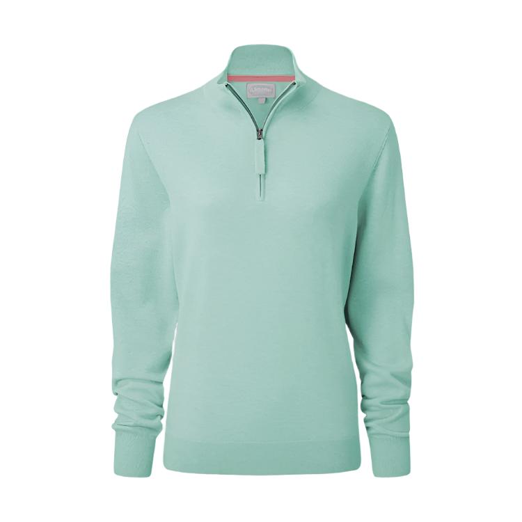 Schoffel Ladies Polperro Pima Cotton 1/4 Zip Sweater - Pale Mint