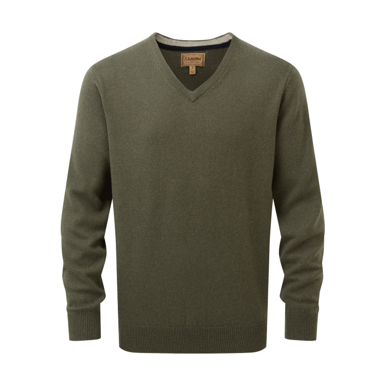 Schoffel Lewis Lambswool V Neck Jumper - Woodland