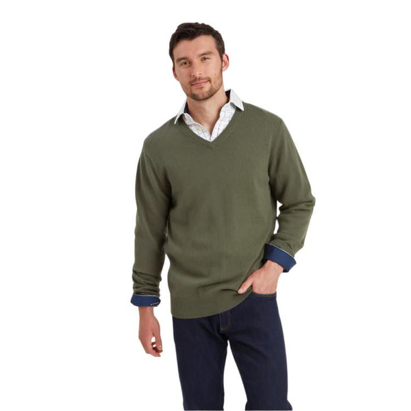 Schoffel Lewis Lambswool V Neck Jumper - Woodland