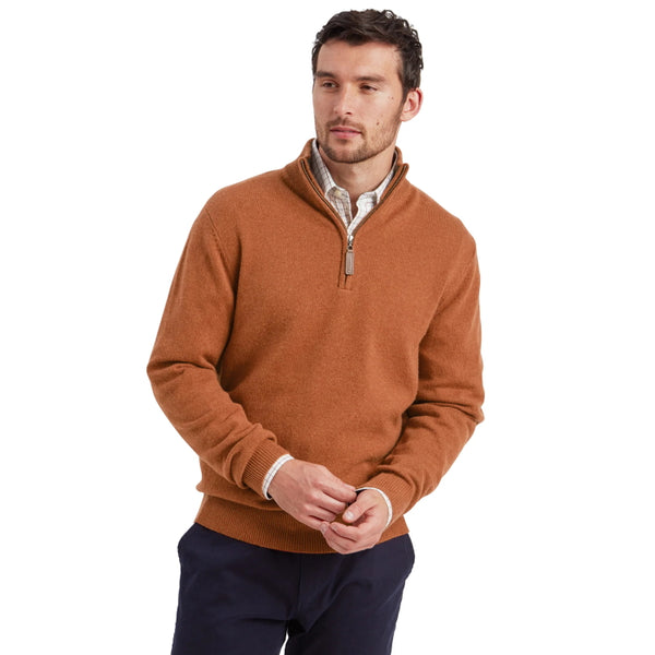 Schoffel Lewis Lambswool 1/4 Zip Jumper - Brick