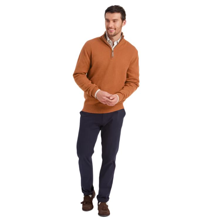 Schoffel Lewis Lambswool 1/4 Zip Jumper - Brick