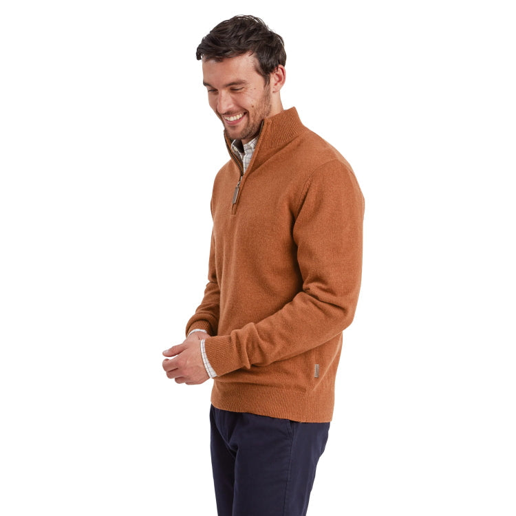 Schoffel Lewis Lambswool 1/4 Zip Jumper - Brick