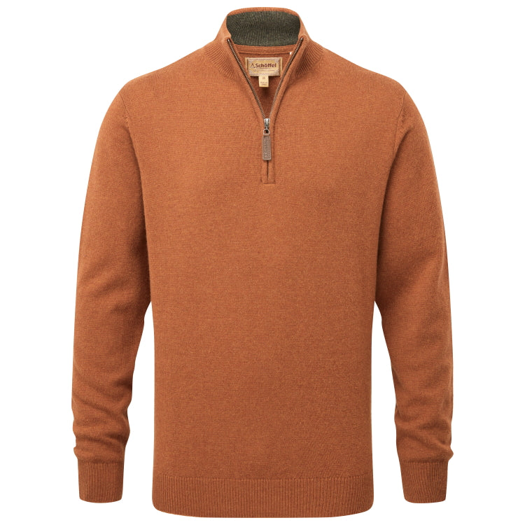 Schoffel Lewis Lambswool 1/4 Zip Jumper - Brick