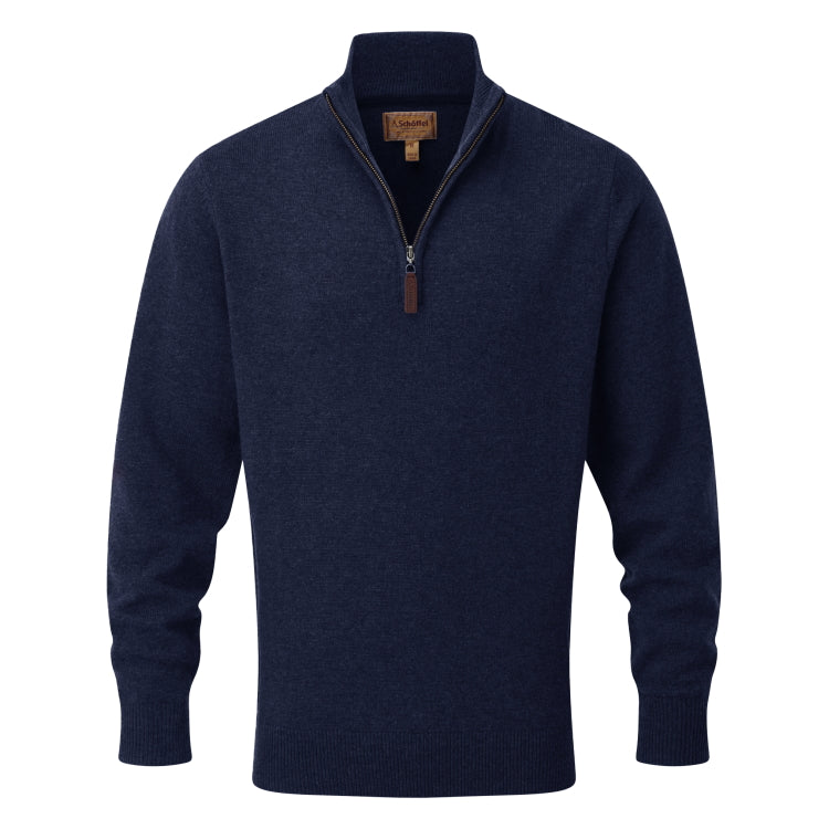 Schoffel Lewis Lambswool 1/4 Zip Jumper - Navy