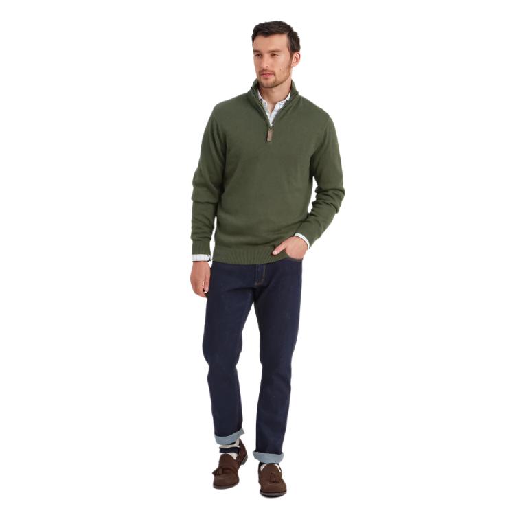 Schoffel Lewis Lambswool 1/4 Zip Jumper - Woodland