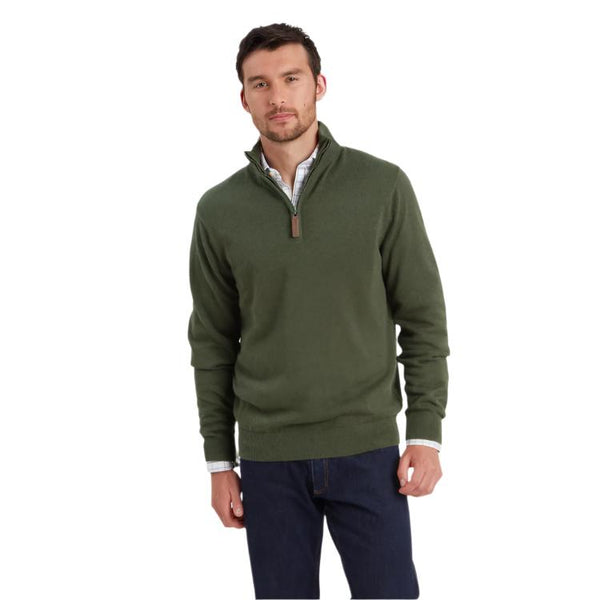 Schoffel Lewis Lambswool 1/4 Zip Jumper - Woodland