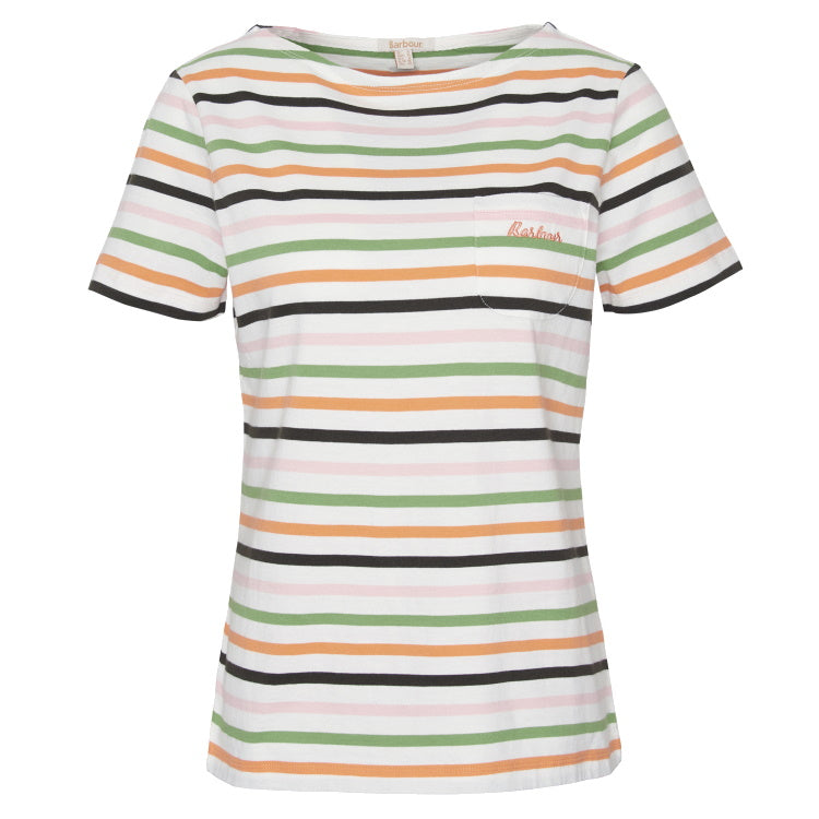 Barbour Ladies Short Sleeve Bradley Top - Cloud Stripe - John Norris