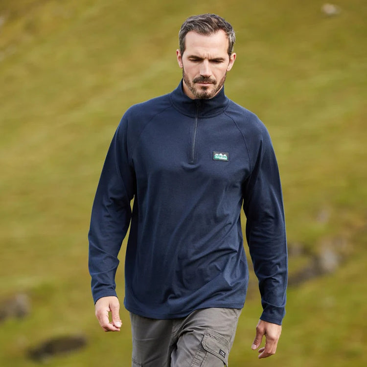 Ridgeline Baseline Pull On Zip Top - Navy Marl