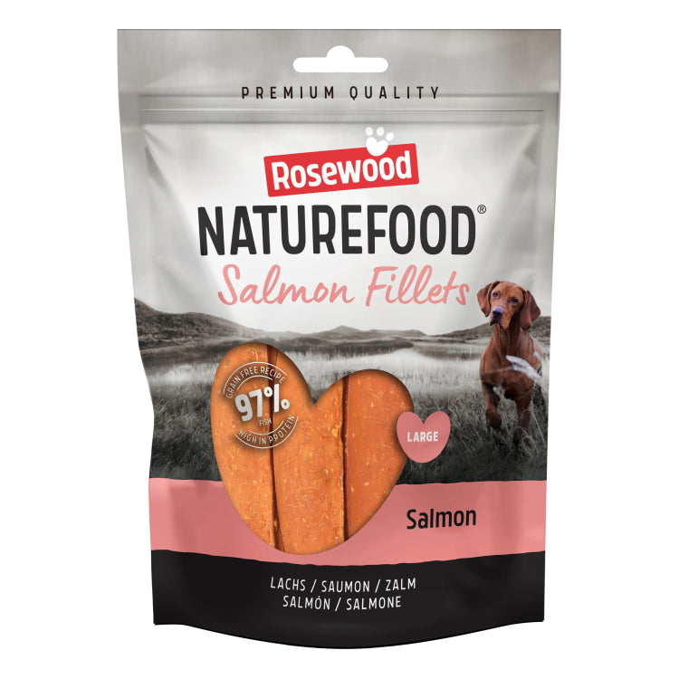 Rosewood Naturefood Dog Treats - Salmon Fillet Strips 150g