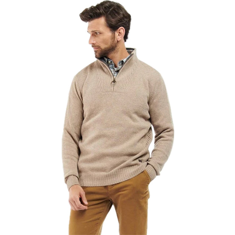 Barbour Nelson Essential Half Zip Sweater - Stone