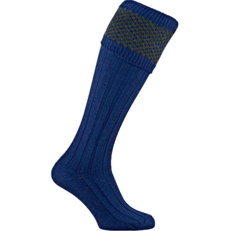 Pennine Penrith Shooting Socks - Olive/Sapphire