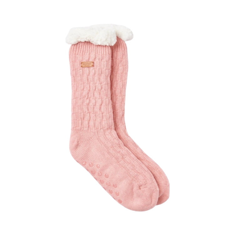 Barbour Ladies Cable Knit Lounge Socks - Dusty Pink