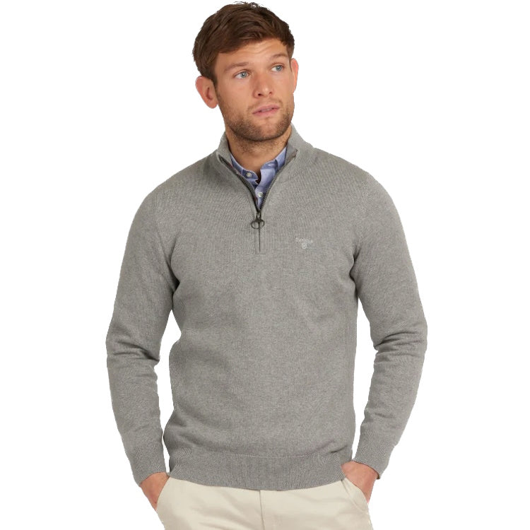 Barbour Cotton Half Zip Sweater - Grey Marl - John Norris