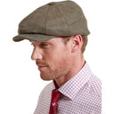 Schoffel Newsboy Mens Cap - Loden Green Herringbone Wide Tweed