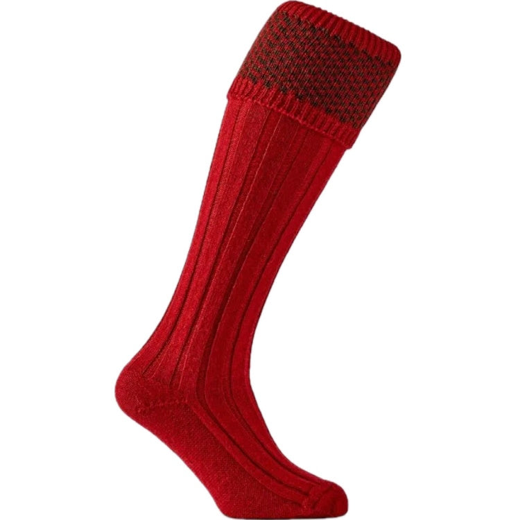 Pennine Penrith Shooting Socks - Olive/Ruby