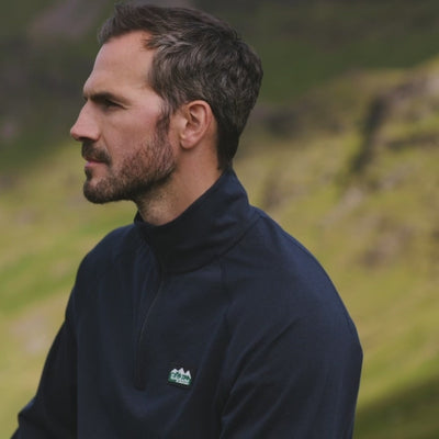 Ridgeline Baseline Pull On Zip Top - Navy Marl