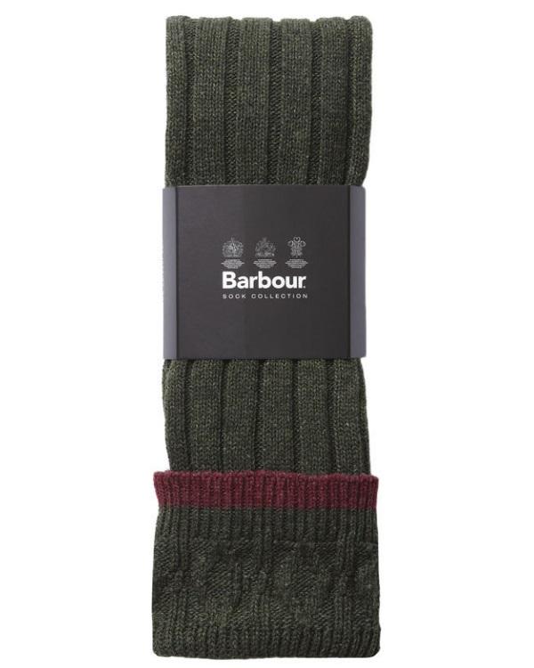 Barbour Contrast Gun Stockings - Olive/Cranberry