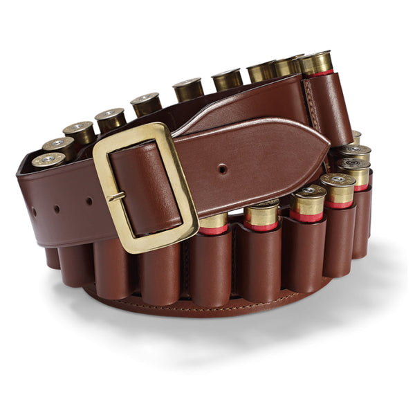 Croots Malton Bridle Leather Cartridge Belt - Chestnut 12 Gauge