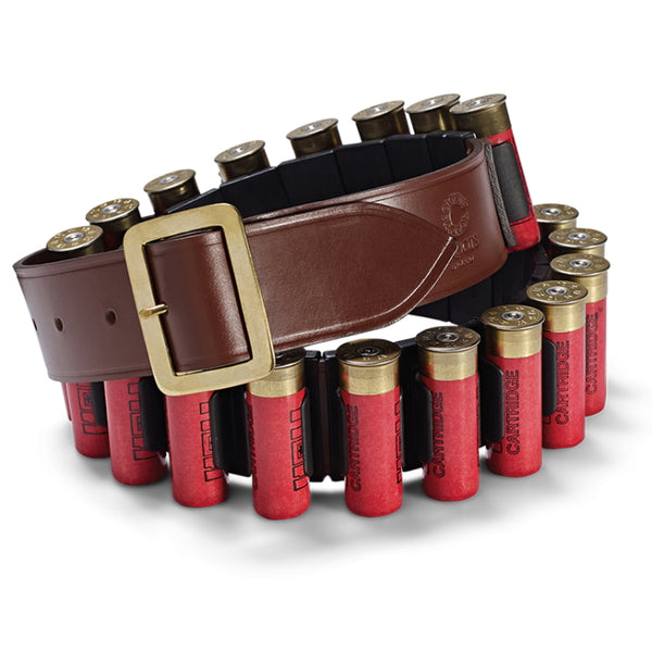 Croots Malton Bridle Leather Cartridge Belt & Quick Release Clips - Chestnut 12 Gauge