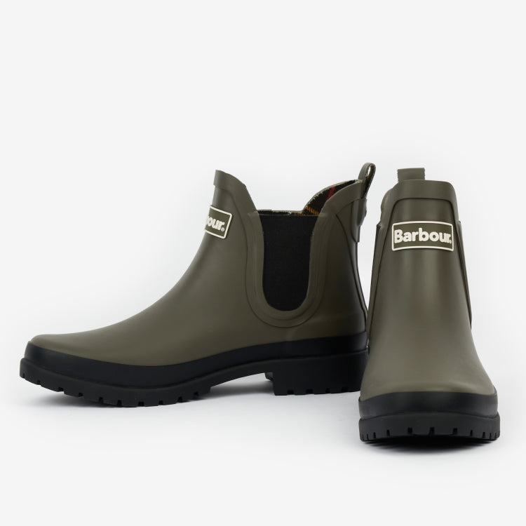 Barbour Ladies Mallow Chelsea Rubber Boots - Dusky Khaki - John Norris