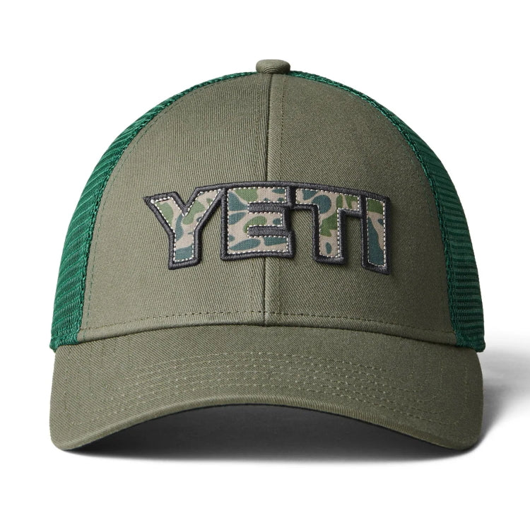 Yeti Camo Logo Badge Trucker Cap - Olive