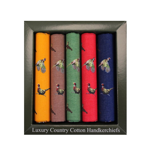 John Norris Country Luxury Cotton Gift Boxed Hankies - Pheasant