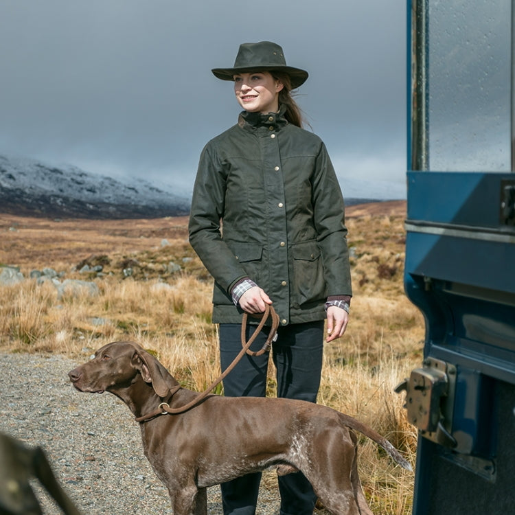 Hoggs of Fife Ladies Caledonia Waxed Waterproof Jacket - Antique Olive