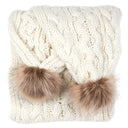 Barbour Ladies Cable Pom Scarf - Cloud 