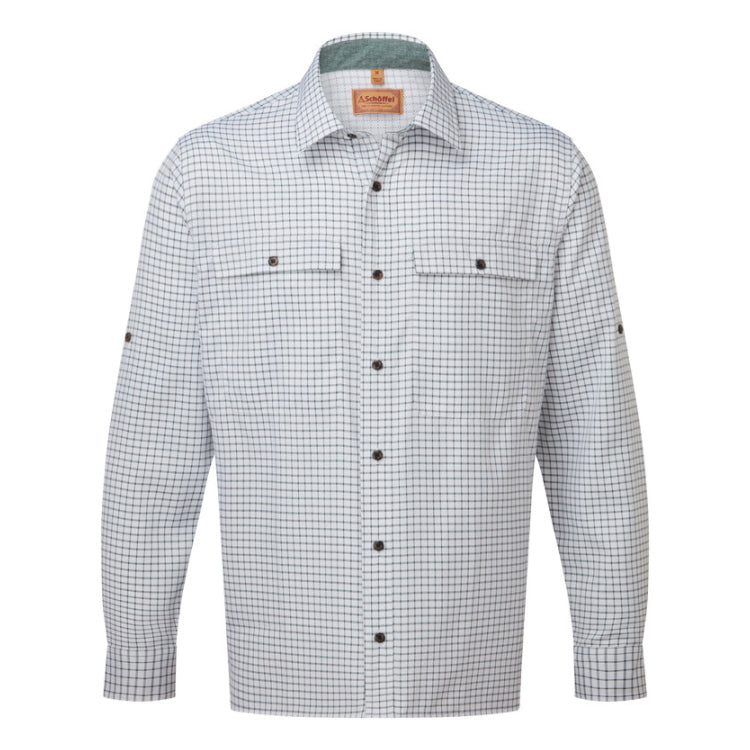 Schoffel Findhorn Technical Fishing Shirt - Dark Olive Check