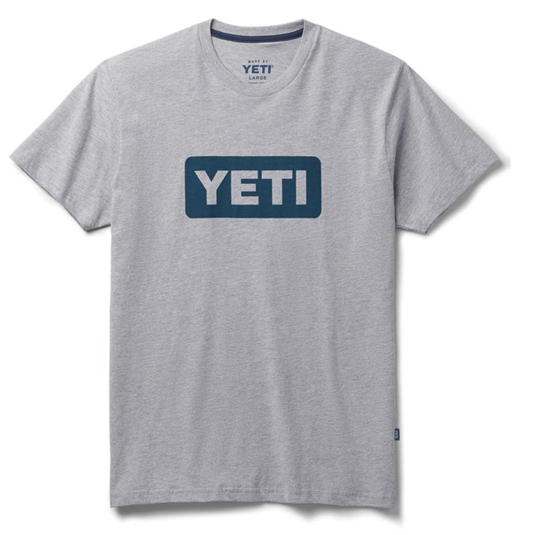 Yeti Logo Badge Premium Short Sleeve T-Shirt - Grey/Navy