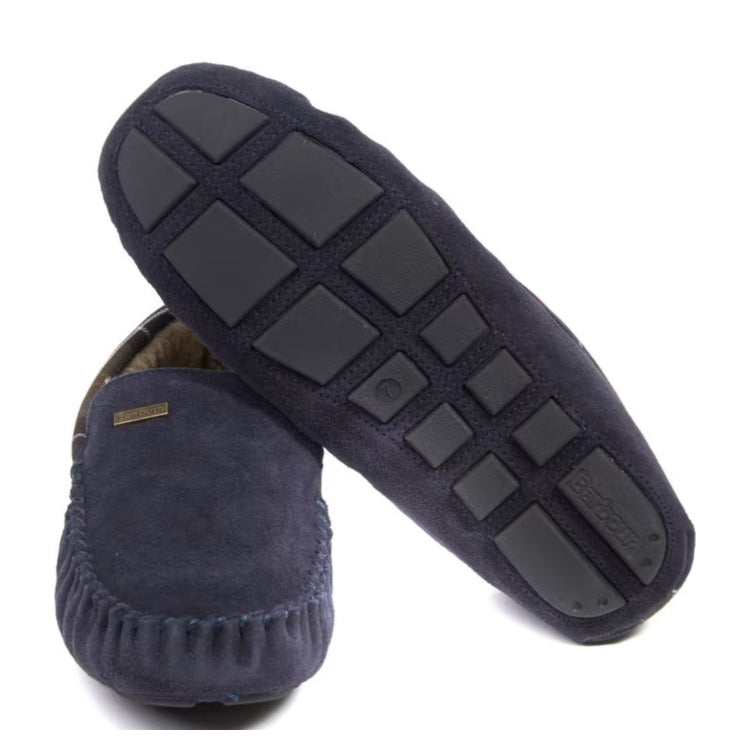 Barbour Monty Slippers Navy Suede John Norris