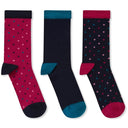 Schoffel Ladies Bamboo Socks Boxed Pack of 3 - Navy Dot Mix